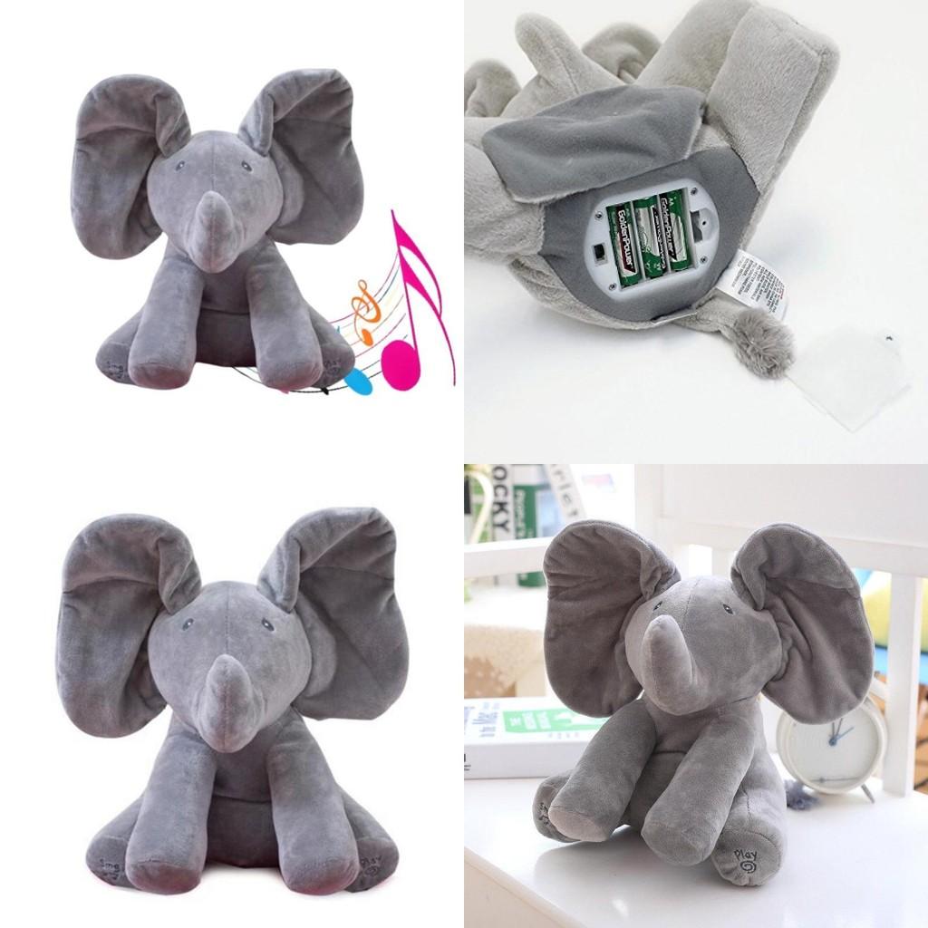 Peluche Cantante Nascondino Pelle di Elefante con Imbottitura in Cotone PP per il Gioco dei Bambini