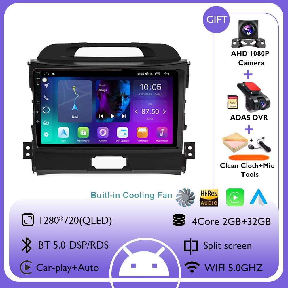 9Inch Android 14 Wireless CarPlay Auto Car Radio for KIA Sportage 3 2010-2015 2016 4G+WIFI Multimedia Video Player GPS Autoradio