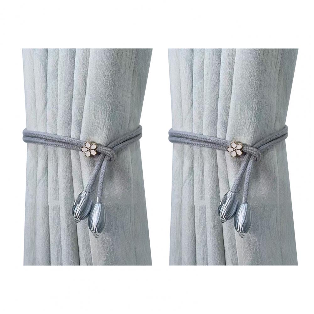 2Pcs Boho Style Curtain Straps Handmade Natural Cotton Linen Curtain Ties Decorative Curtain Rack Balcony Towel Holder