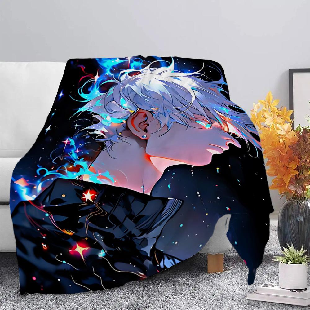 Anime Jujutsu Kaisen  Printed Picnic Blankets Warm Blanket Gojo Satoru Soft and Comfortable Blanket Home Travel Birthday Gift