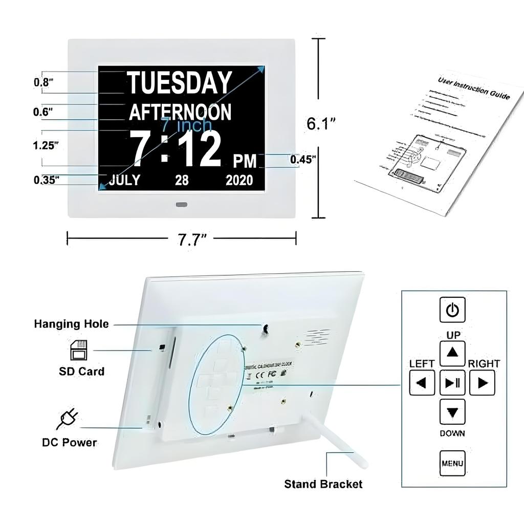 7 Inch Jumbo Display Digital Clock | Auto-Dimming & Extra Large Digits | Date Day Temperature for Bedside Desk