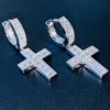 Huitan Dazzling Cross Pendant Earrings for Unisex Stylish Male Hiphop Accessories with Bright Zirconia Luxury Jewelry for Women