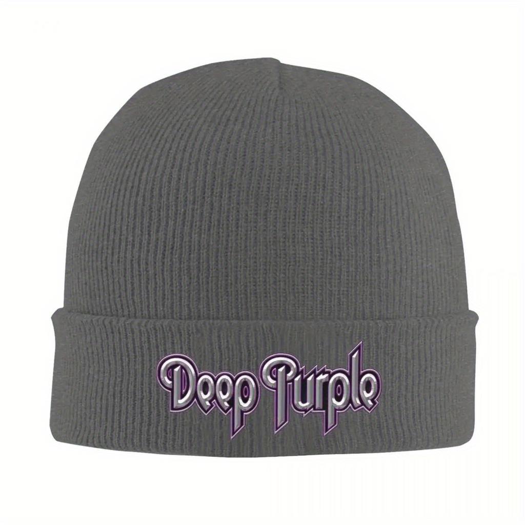Deep Purple Beanie Hats Text Knitting Hat Hippie Warm Soft Men Women Caps Autumn Winter Custom Casual Bonnet Hats Gift