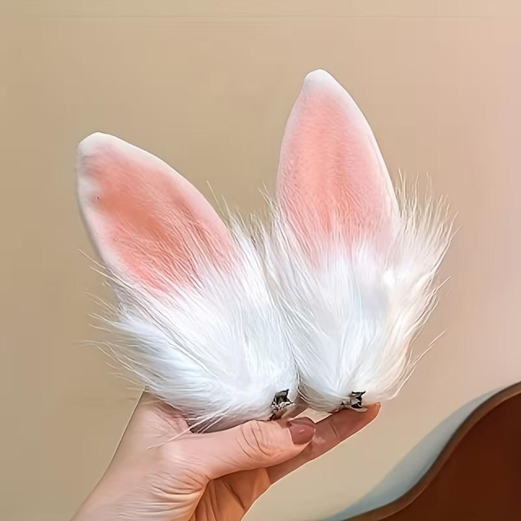 2pcs Rabbit Ear Hair Clip,Perfect for Costume,Sweet Colors and Water Drop Design,Suitable for All Season,Festive Hair Accessory