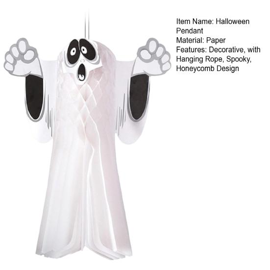 Decorative Ghosts for Halloween Night 3D Honeycomb Paper Flying Ghost Hanging Decoration Party Indoor Ghostly Origami Decorations Outdoor Home Decor,