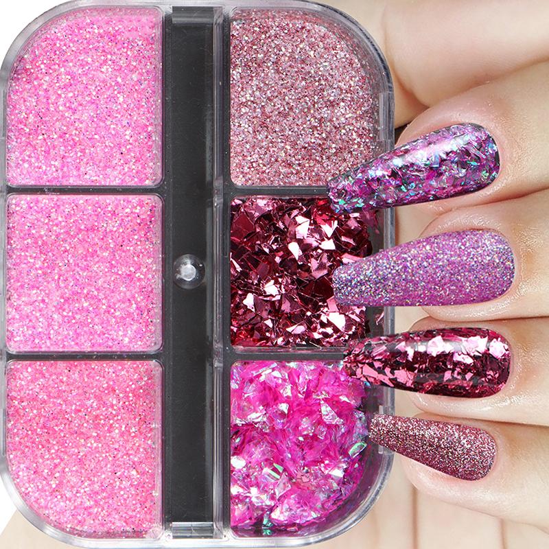 1 Box Of 6 Grids 3D Mini Round Nail Sequin Kawaii Korean Black Dot Nail Art Flake Y2K Golden Silvery Shinny Charms Accessories