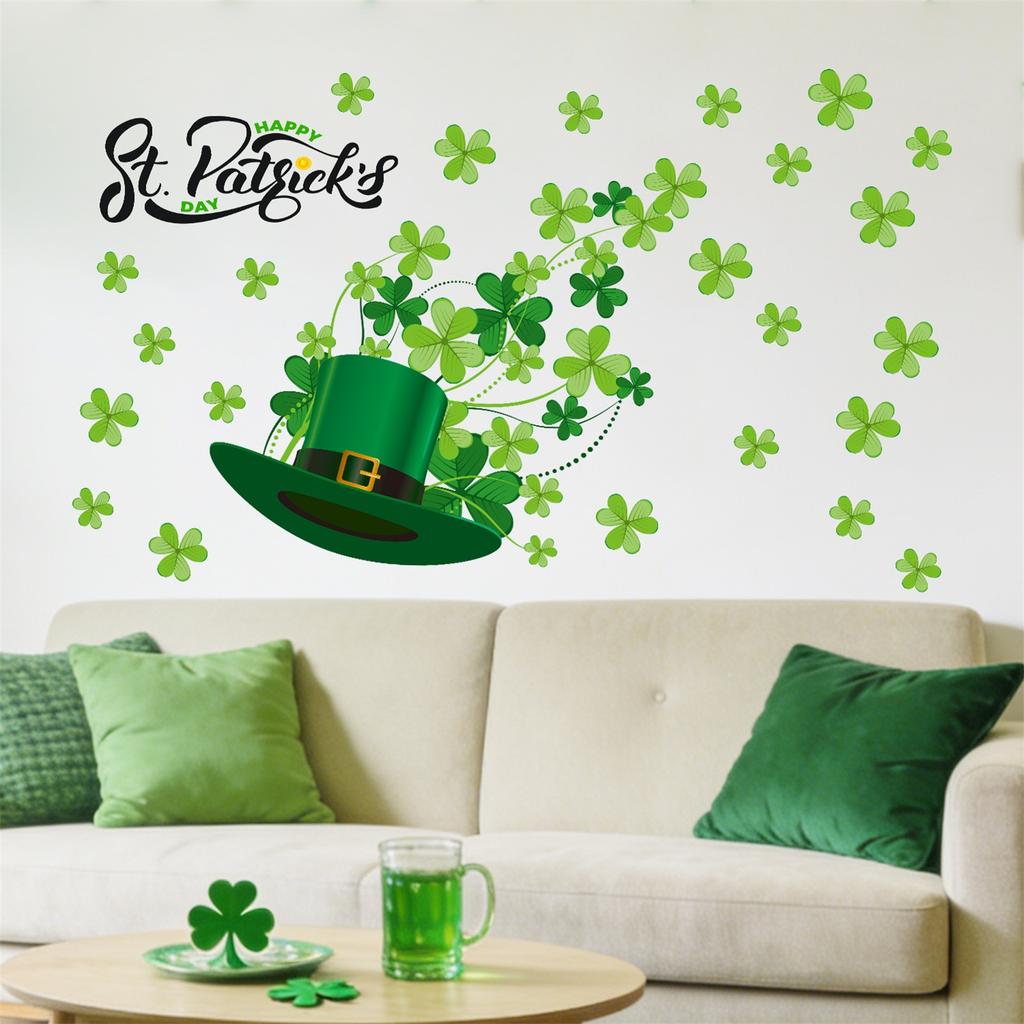 St. Patrick's Day Hat Wall Stickers Suitable for Bedroom Living Room Festive Atmosphere Decoration Stickers