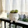 Ceramic Succulent Planter Pot with Cute Smiling Face Design Creative Desktop Decoration Small Flowerpot for Indoor Plants and Office Desk Use
