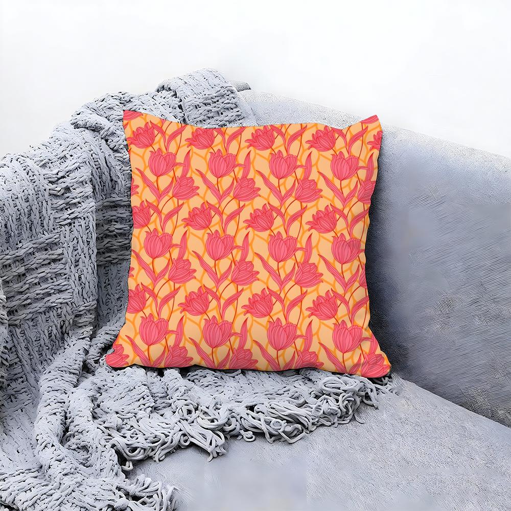 Beautiful Poppy Flower Pattern Cushion Cover Premium Comfort Reversible Pillow Cove in One Design for Any Room Car Interior
