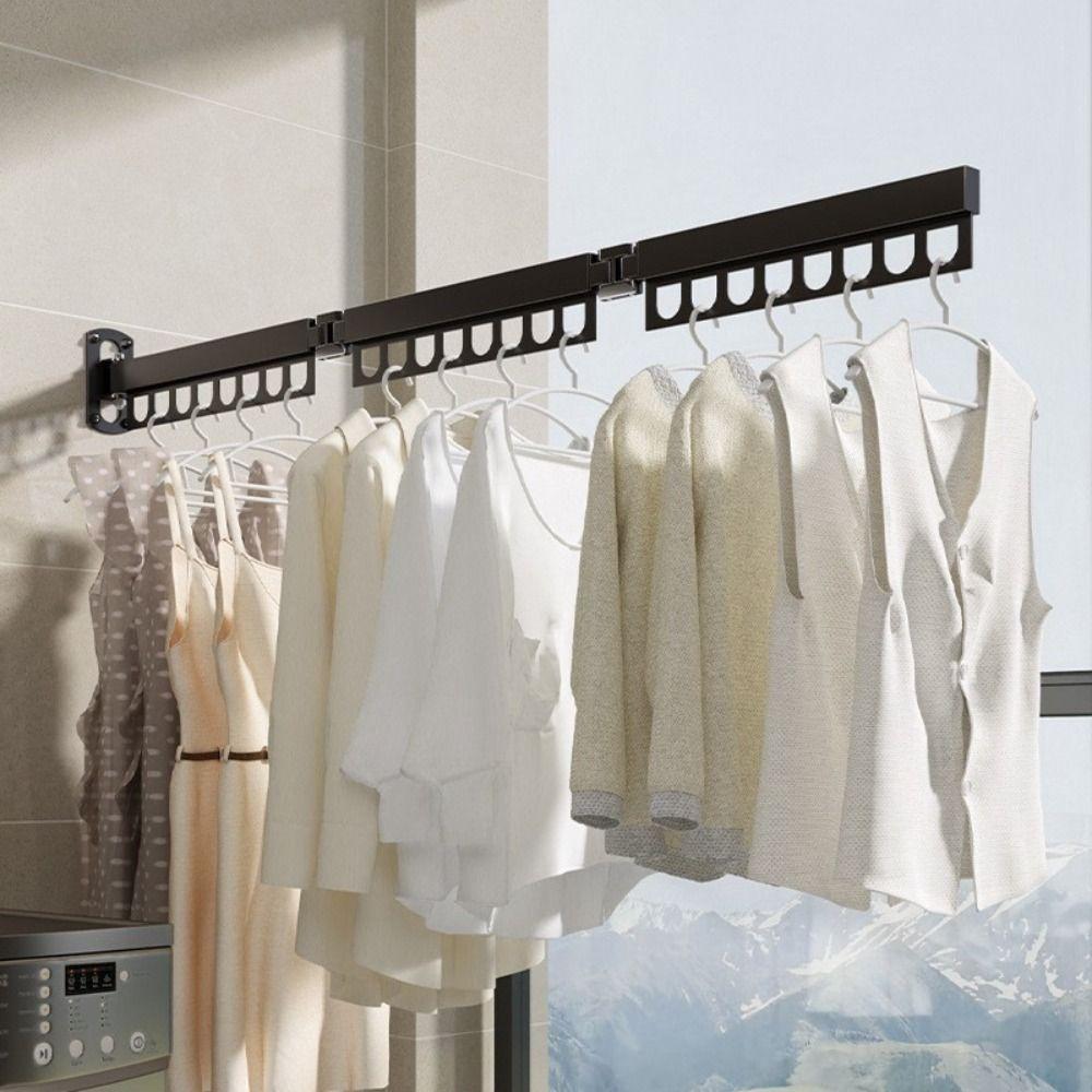 Rust-proof Wall Mount Clothes Hanger Stainless Steel Retractable Clothes Rack  Outdoor