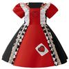 Summer Wonderland Red Queen Of Hearts Halloween Cosplay Costume Poker Birthday Party Dresses Girls Stage Drama Show Kids Clothes