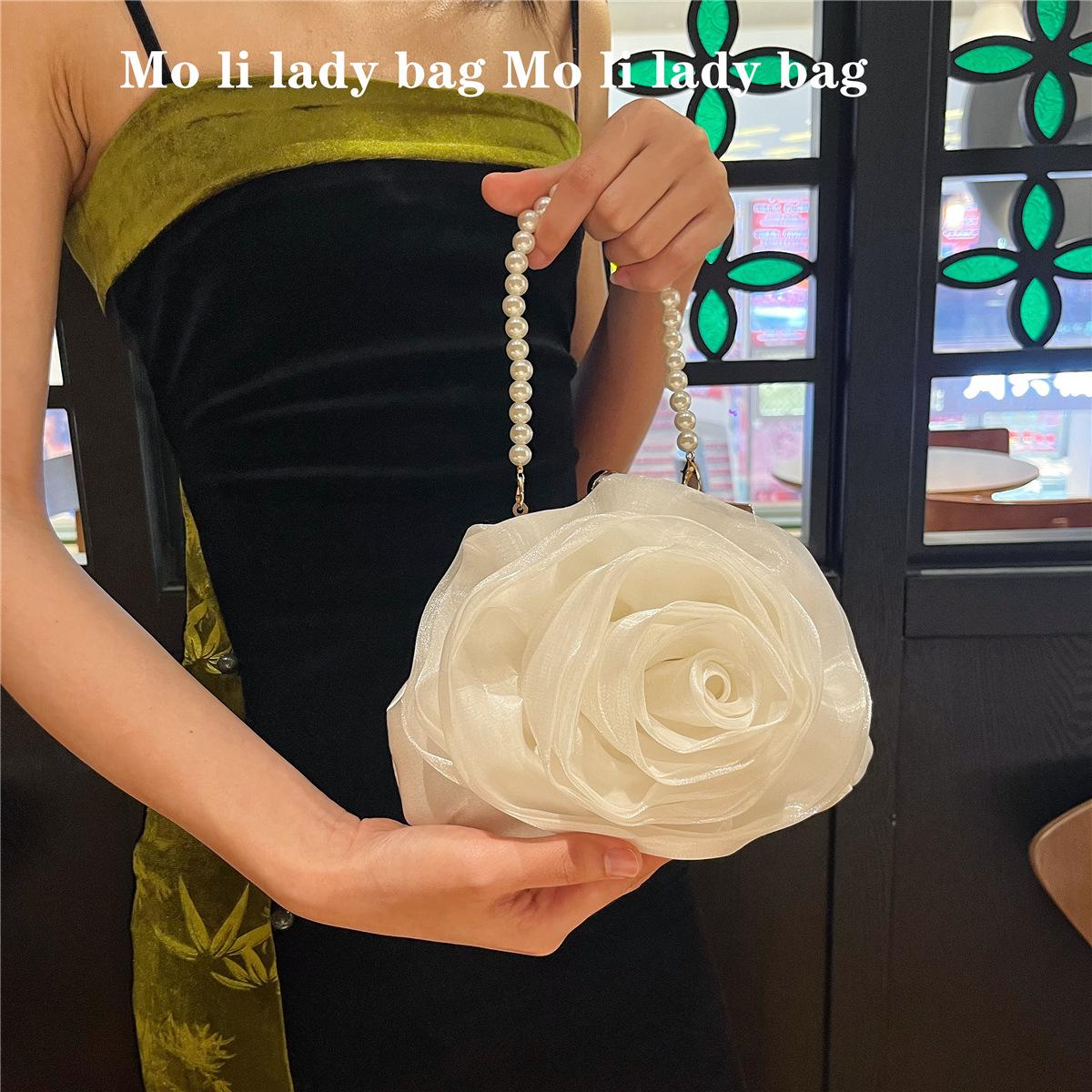 

Luxury Designer Evening Bags for Women Hand-clasp Flower Tote Bag Ladies Shoulder Bag Trend Purse and Handbags for Wedding/party белый