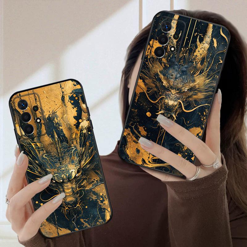Golden Dragon For Samsung A03 Core A 04 05 06 12 14 15 16 22 23 Galaxy A25 26 4G 34 35 52 53 56 71 73 90 5G soft phone case