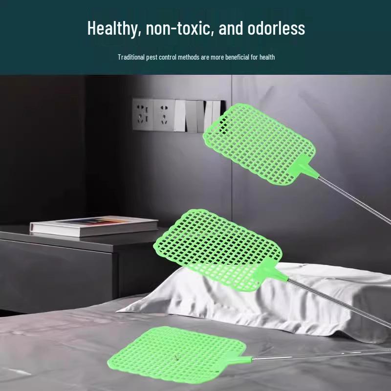 Retractable Mosquito Swatter with Extended Stainless Steel Handle, Creative Plastic Design for Household Use