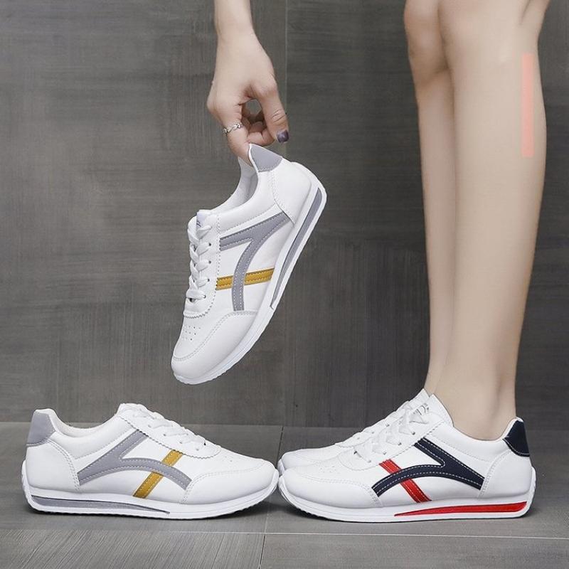 Pantofi sport de primăvară și vară pentru femei, din piele, albi, pantofi de alergare Forrest Gump