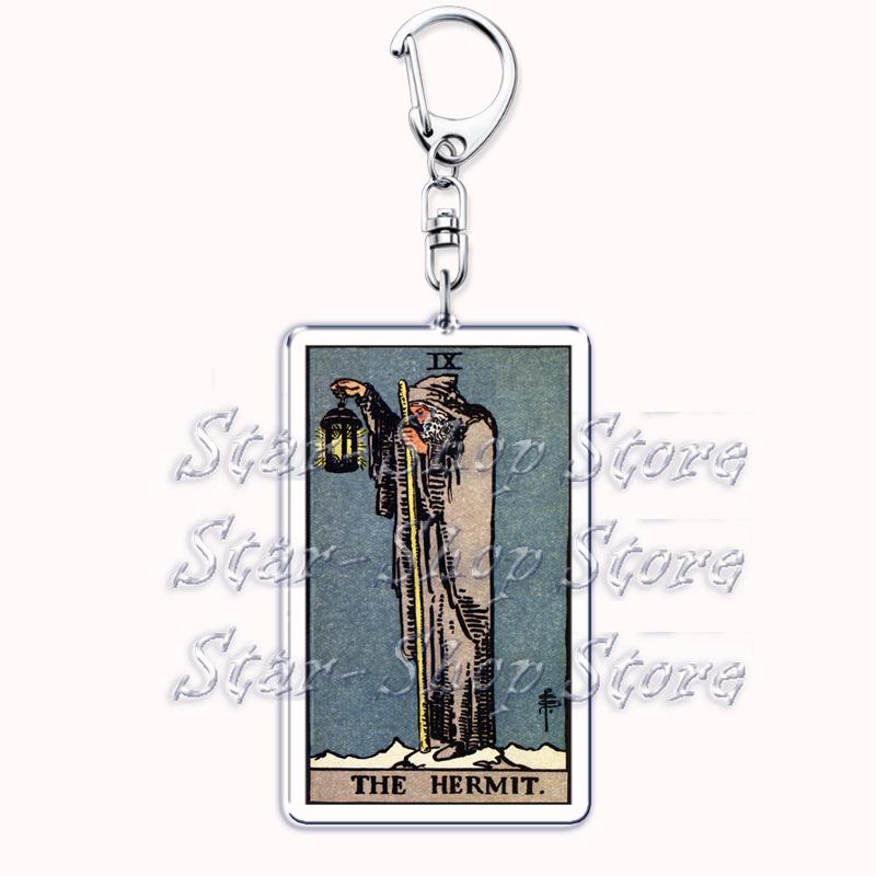 Popular Culture Halloween Tarot Card Keychains for Accessories Moon Luna Death Keyring Jewelry Fans Lovers Friends Reader Gifts