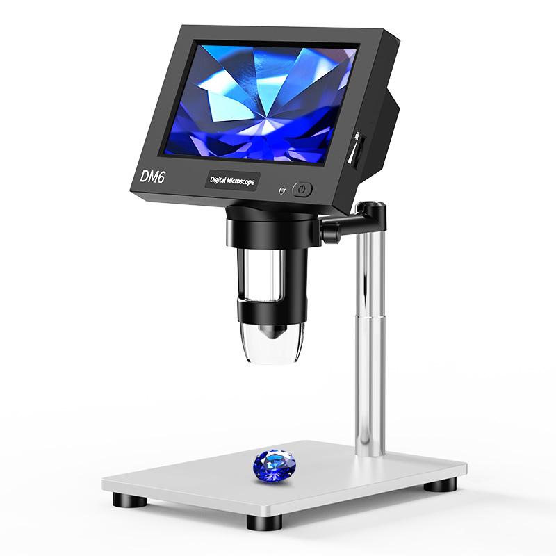 

4,3-дюймовый ЖК-микроскоп с 8 светодиодами, профессиональный паяльный микроскоп, 1000-кратное увеличение, монетный микроскоп для ремонта электроники 1000X чёрный