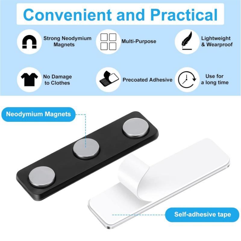 Magnetic Name Badge with Strong Double-Sided Adhesive Clasp, 45x13mm, 2-Piece Metal ID Holder