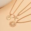 European-American Versatile Starfish Rose Sun Pendant Necklace Set for Women