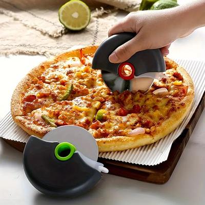 1pc Stainless Steel Round Wheel Cutter With Lid For Cake, Bread, And Pies - Kitchen Baking Tool With Roulette Roller