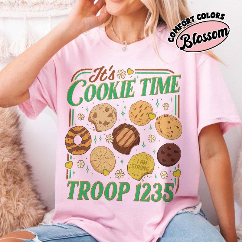 Spring Summer New Arrivals Cookie Dealer Shirt Cookie Mom Shirt Custom Troop Number TShirt Cute Girl Camp Trip Tee S