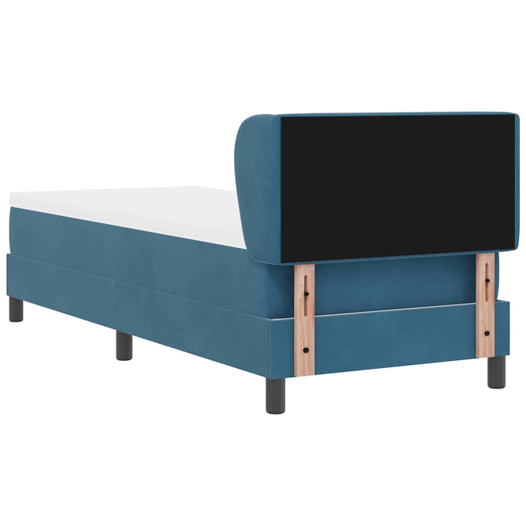 Box Spring Bed with Headboard Dark Blue 80 x 200 cm Velvet