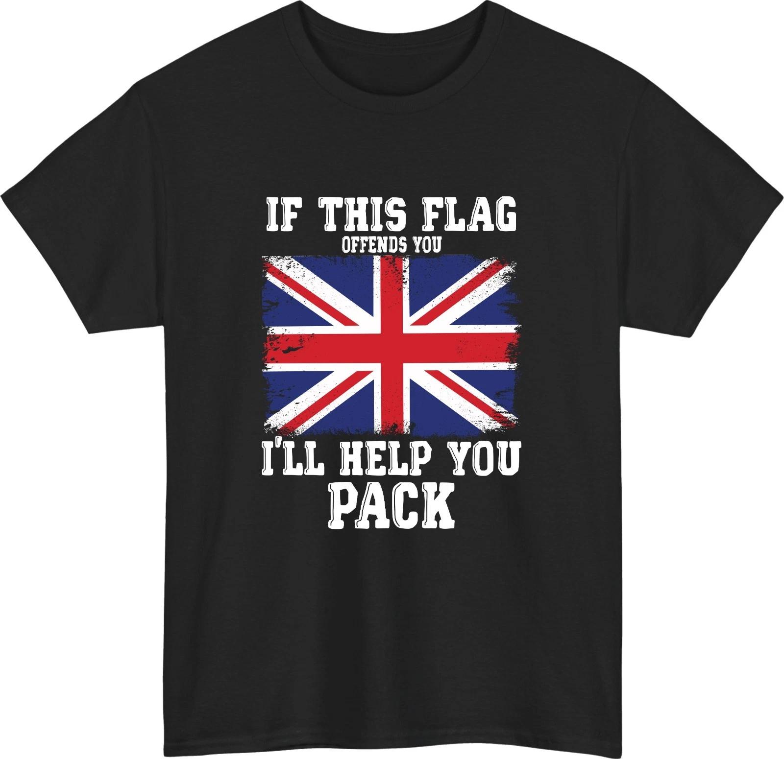 If This Flag Offends You I’ll Help You Pack 100% Cotton T-shirt Mens Tees Top UK Flag Sarcastic Meme Top S