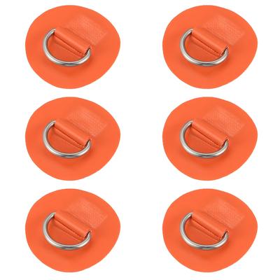 X AUTOHAUX Parches Anilla D PVC Acero Inoxidable Almohadillas Anilla D Redondas para Tabla de Surf Bote Inflable Kayak Canoa Cubierta 6cm Naranja