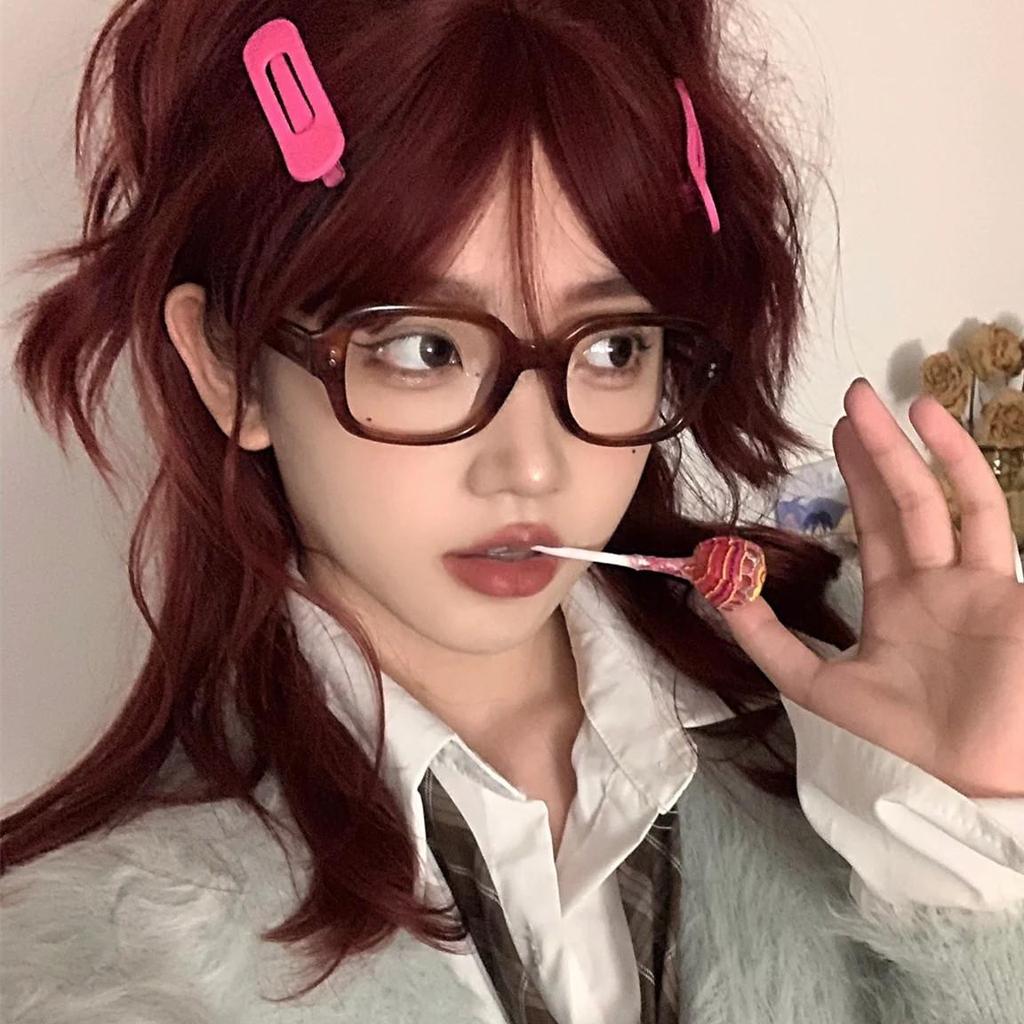 Retro-Brille im koreanischen Stil, oval, für Damen, Blaulichtfilter, Strahlenschutz, für einen natürlichen Look ohne Make-up, trendiger Augenschutz für runde Gesichter.