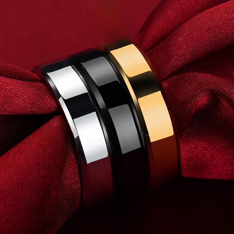 Men's Stainless Steel 6MM Plain Plate Ring with Fine Markings