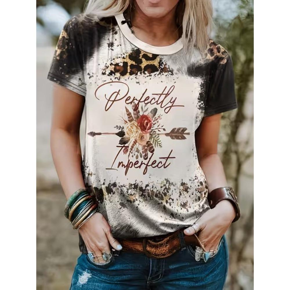 Mode Dames Luipaardprint T-shirt Grappig Casual Ronde Hals Korte Mouwen T-shirt Zomer Dames T-shirt