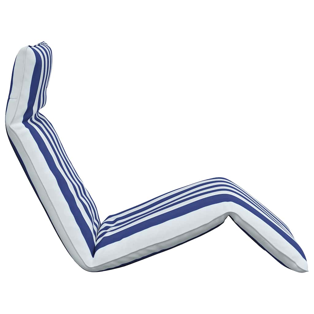 Folding Sun Lounger Blue and White 175 X 54 X 8.5 Cm Oxford Fabric