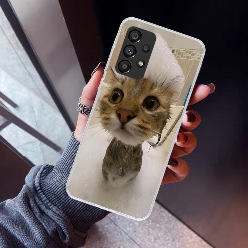 Pet Cat Funny Memes Phone Case For Samsung Galaxy A52 A51 A50S A32 A22 A12 A02S A72 A71 A31 A70 A30S Note 20 Ultra 10 Plus S10 G
