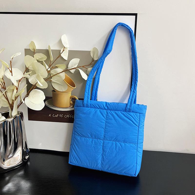 Autumn and winter new rhombus square bag new simple handbag large capacity cotton clothes shoulder armpit bag