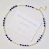 Natural Lapis Lazuli Artificial Crystal Pearl Design Sense Necklace Collarbone Chain Sweater Chain