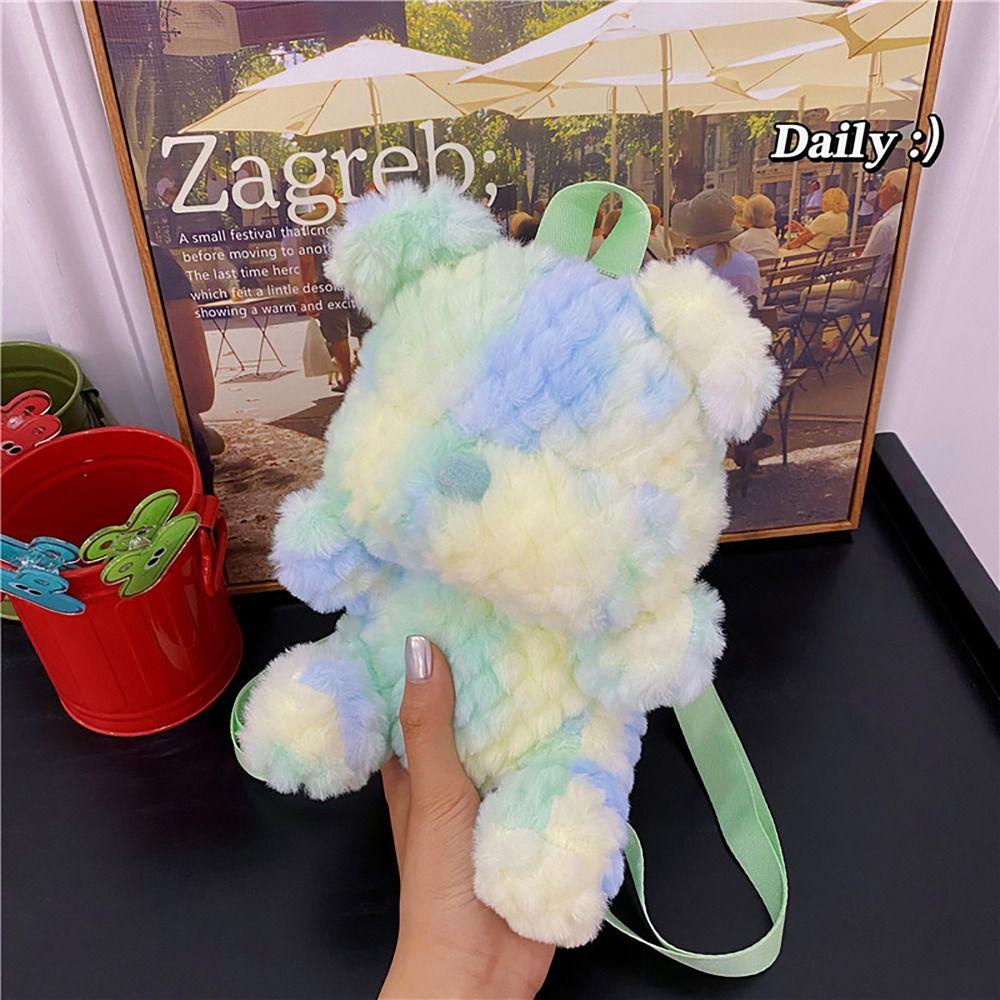 

Сумка на одно плечо с медведем, милый плюшевый рюкзак большой вместимости, регулируемая длина, рюкзак для женщин и мужчин зелёный