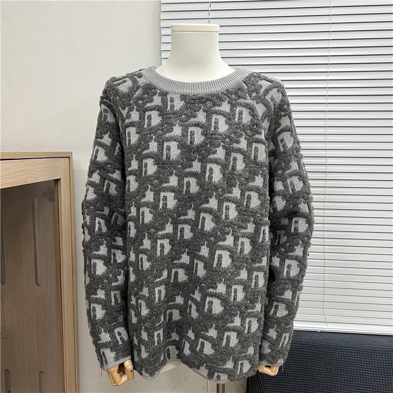 Unisex Trendig Rundhalsad Jacquardulltröja med Broderad Logga - Avslappnad & Mångsidig.