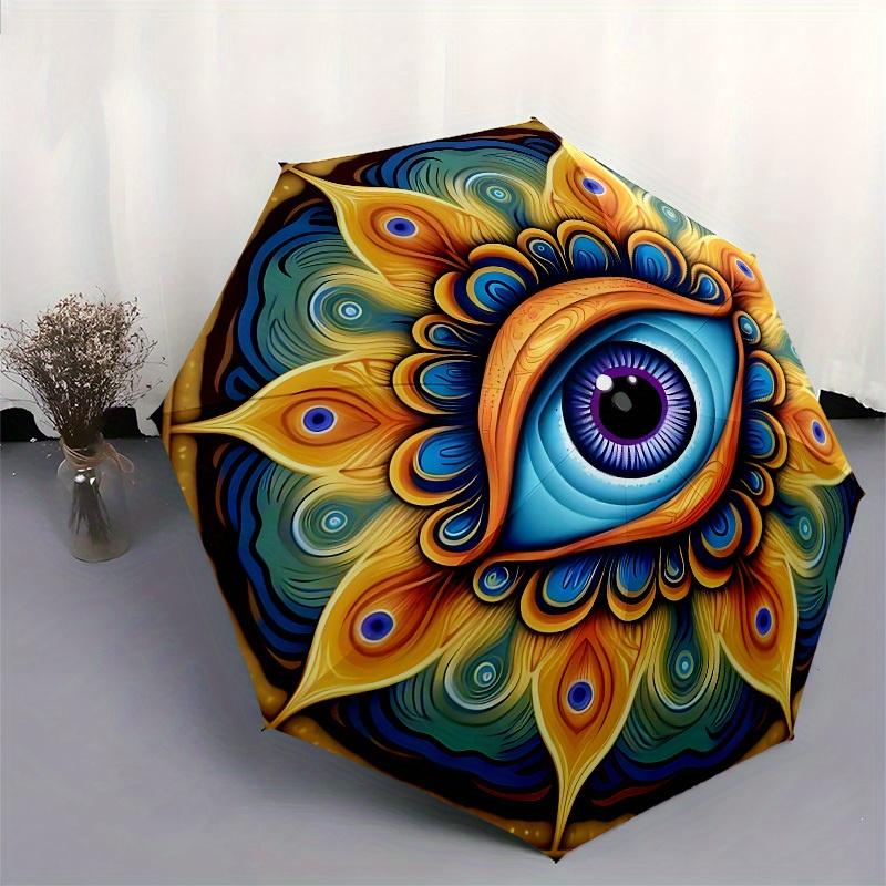 1pc Psychedelic Eye MandalaUmbrella with Plastic Handle,Suitable for All Seasons Home Travel Outdoor UmbrellaB1766