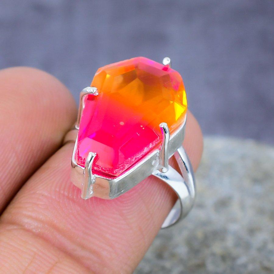 

Двухцветный турмалиновый драгоценный камень ручной работы 925 пробы Серебряное кольцо Ювелирные изделия всех размеров