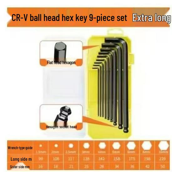 German Hexagonal High-Hardness 9-Piece Allen Wrench and Screwdriver Set