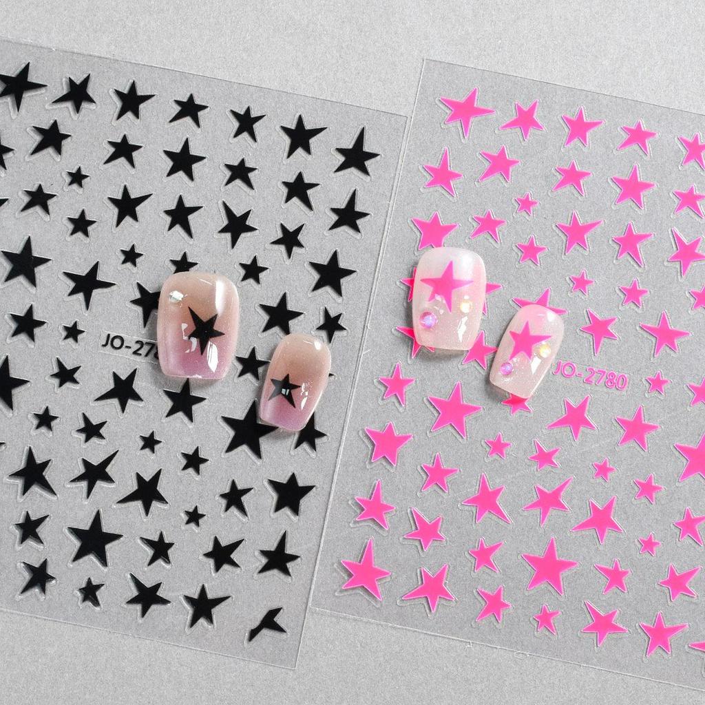 Sweet Cool 3D Five-Pointed Star Nail Art Stickers - Trendy INS & Celebrity Style