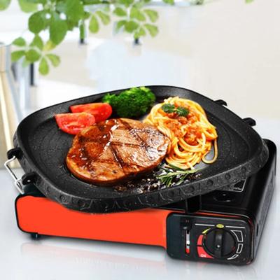 Korean Square Grill Pan Maifan Coated Camping Board,Non-stick Smokeless Barbecue Plate for Indoor Outdoor Gas Induction Stovetop