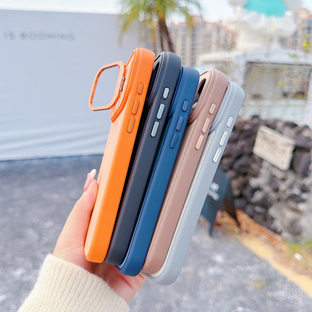 KEYSION Matte Skin Feel Lens Stand Phone Case for Magsafe for iPhone 17 Pro Max Magnetic Wireless Charging Shockproof Back Cover