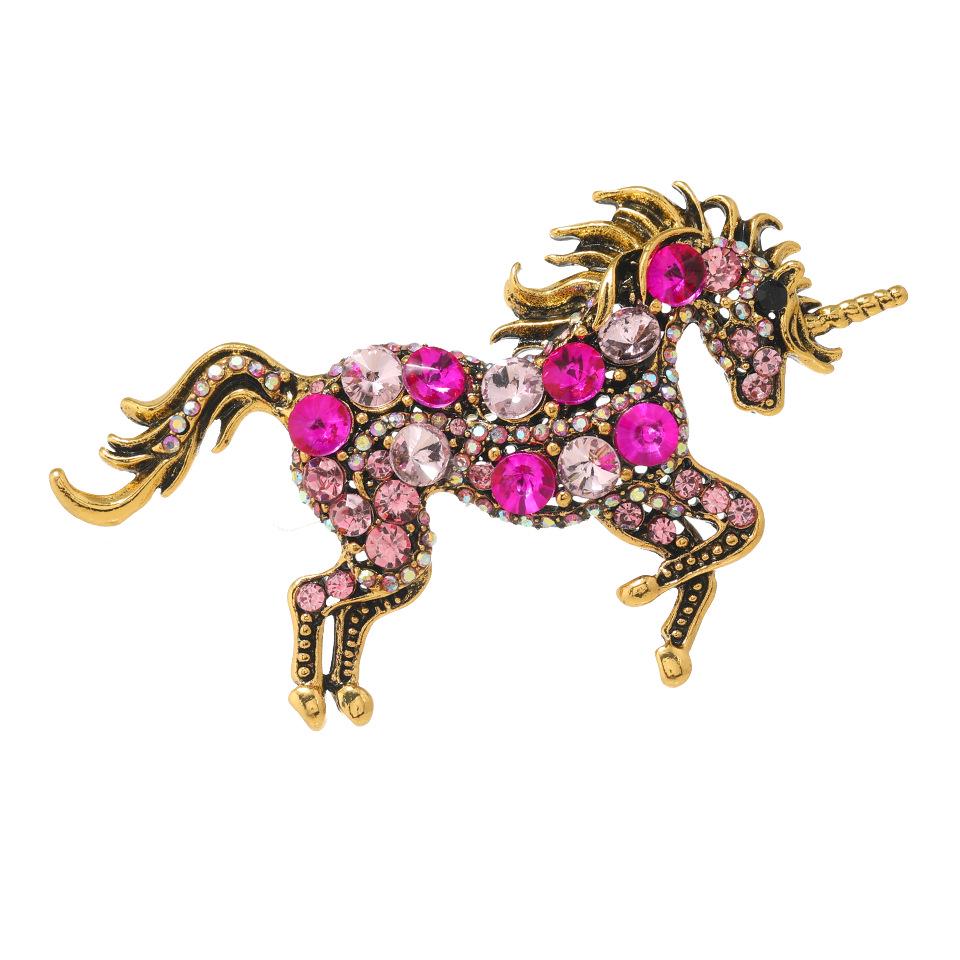 Retro Unicorn Alloy Brooch Pin - Hot-Selling European & American Cartoon Design