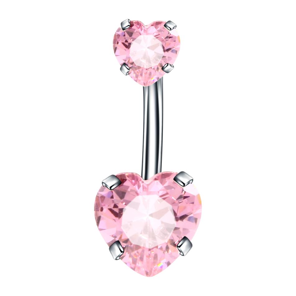 1PC Surgical Steel Crystal Belly Button Piercings 14G Heart Belly Piercing CZ Navel Ring Nombril Belly Rings Sexy Women Jewelry