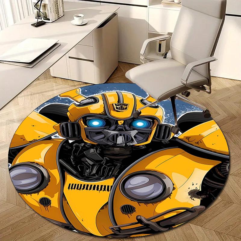 1pc Bumblebee2 Design Printed Area Round Carpet for Bedroom Living Room Home Decor Rugs Mat Non Slip Mat Rug for Bedside