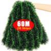 60/2M Christmas Tinsel Ribbons Garland Green Cane Wreath Xmas Tree Hanging Pendent Ornaments Wedding Party Home Decor Supplies