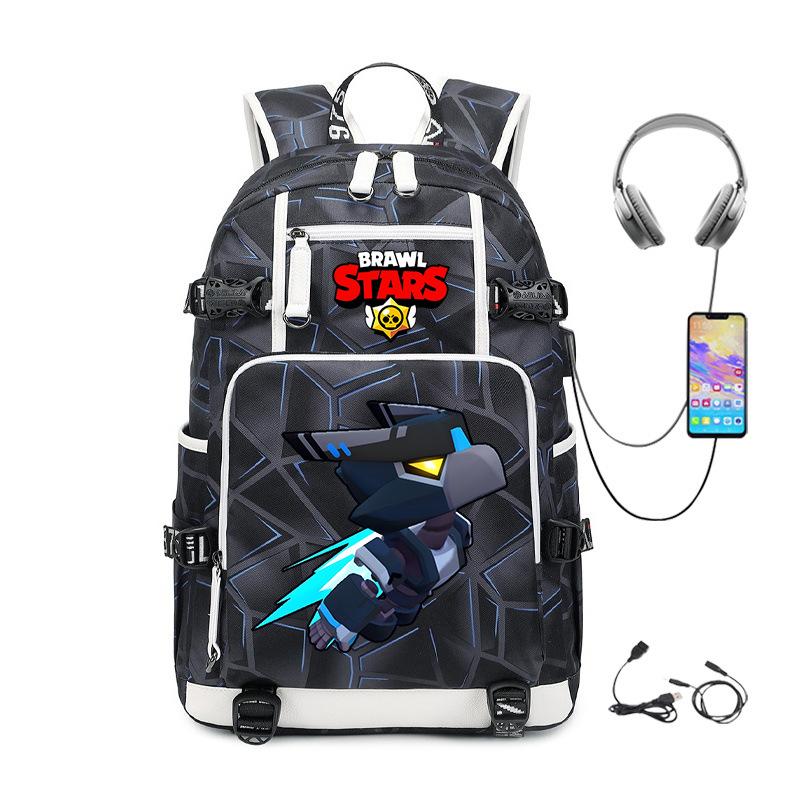 Brawl Stars Peripheral With Usb Backpack Student Outdoor Travel Large Capacity Mountaineering Bag