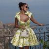 New Summer Sexy Dress Vacation Style Elegant Slim Fit Printed Tie-waist A-line Skirt for Women