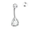 1Pc Titanium Zircon Belly Button Ring Internally Threaded Navel Ring Belly Piercing Women's Navel Piercing Body Jewelry 14G